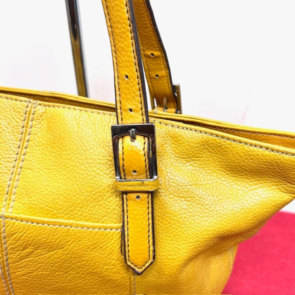Tignanello Grain Leather Medium Yellow Shoulder Bag + FREE Silk Floral Scarf(39 - Picture 9 of 13
